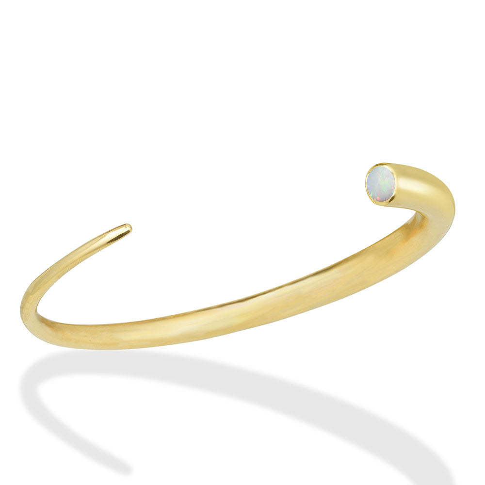 14k gold Quill Cuff with Opal