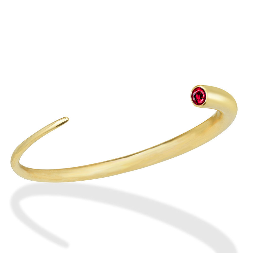 14k gold Quill Cuff with Ruby
