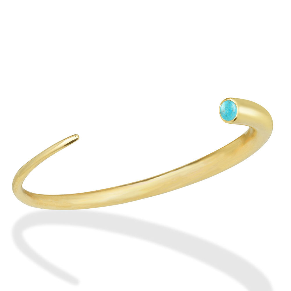 14k gold Quill Cuff with Turquoise