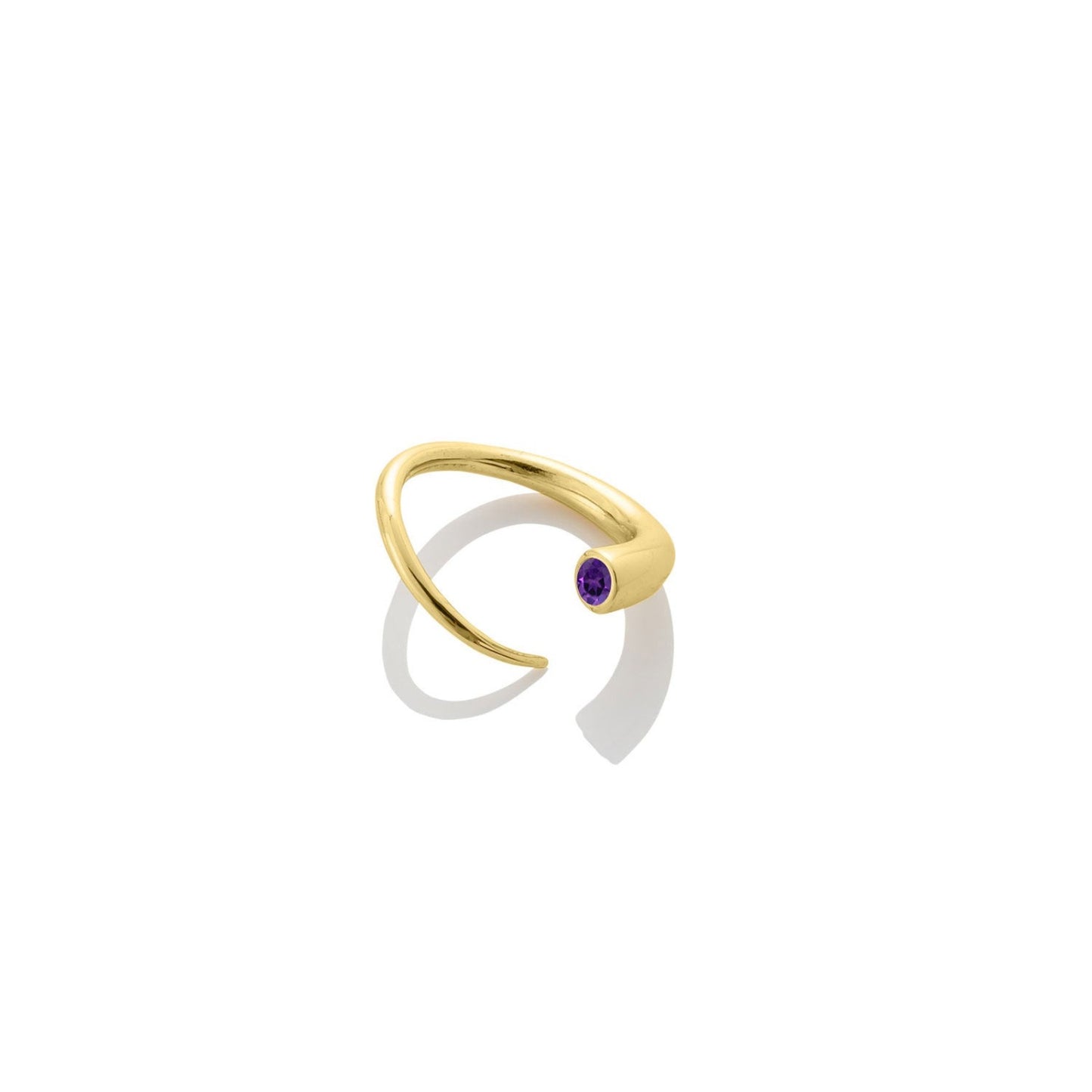 14k gold Quill Bypass Ring with amethyst