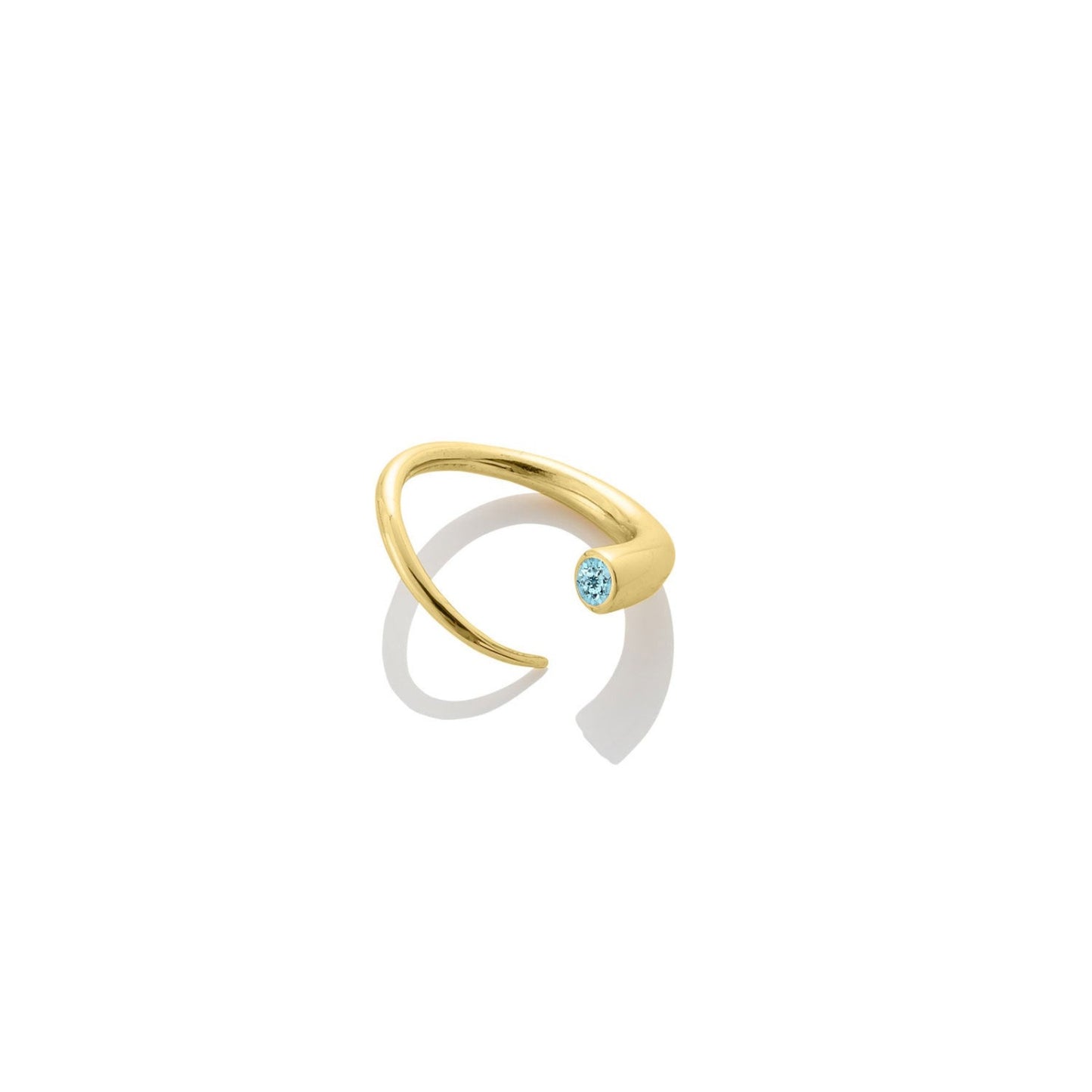 14k gold Quill Bypass Ring with aquamarine