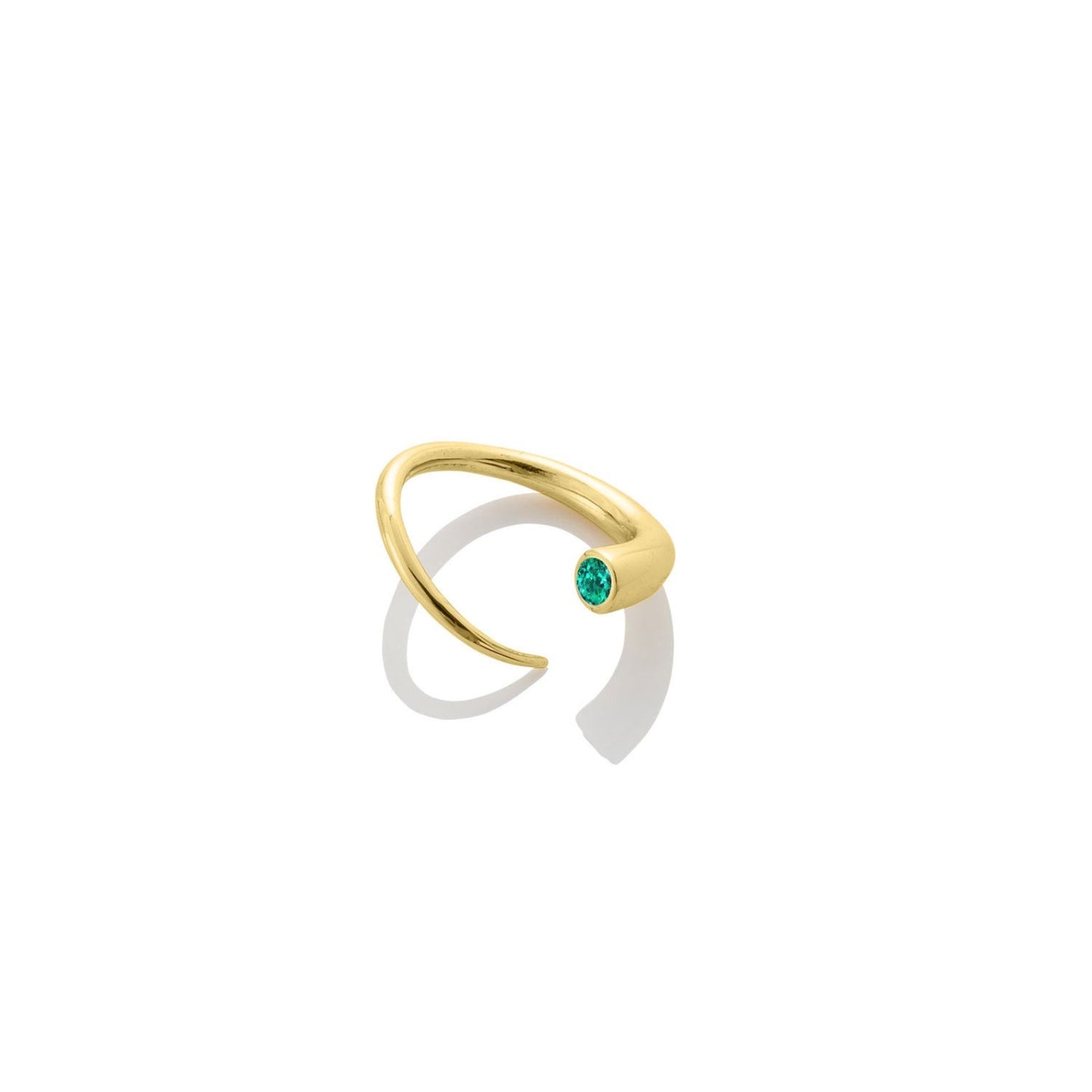 14k gold Quill Bypass Ring with emerald