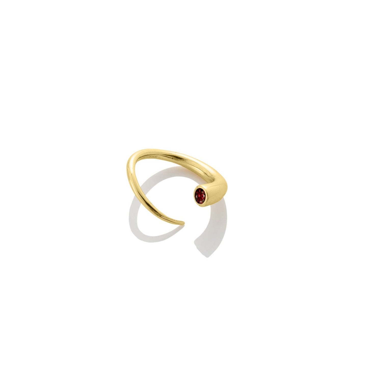 14k gold Quill Bypass Ring with garnet