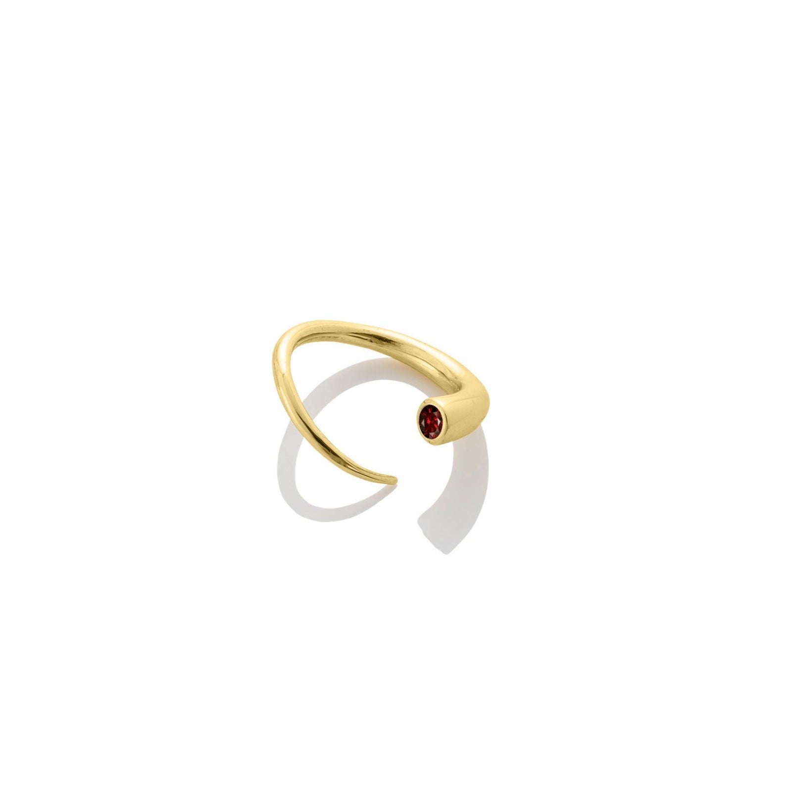 14k gold Quill Bypass Ring with garnet