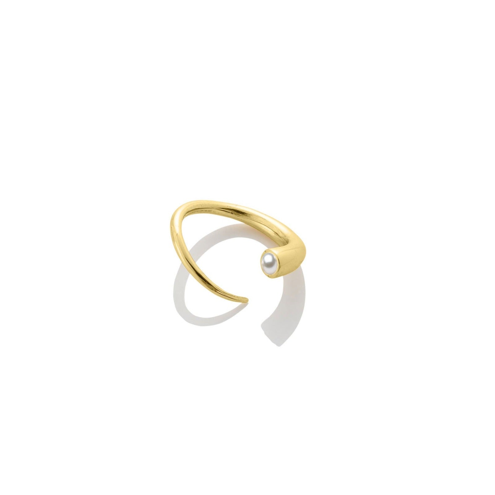 14k gold Quill Bypass Ring with pearl