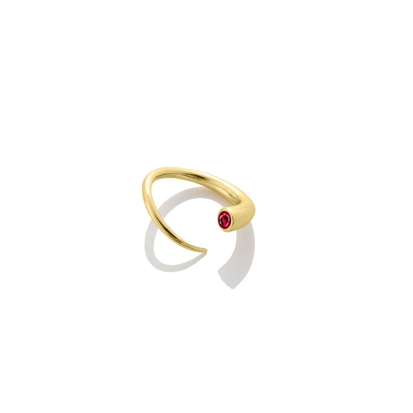 14k gold Quill Bypass Ring with ruby