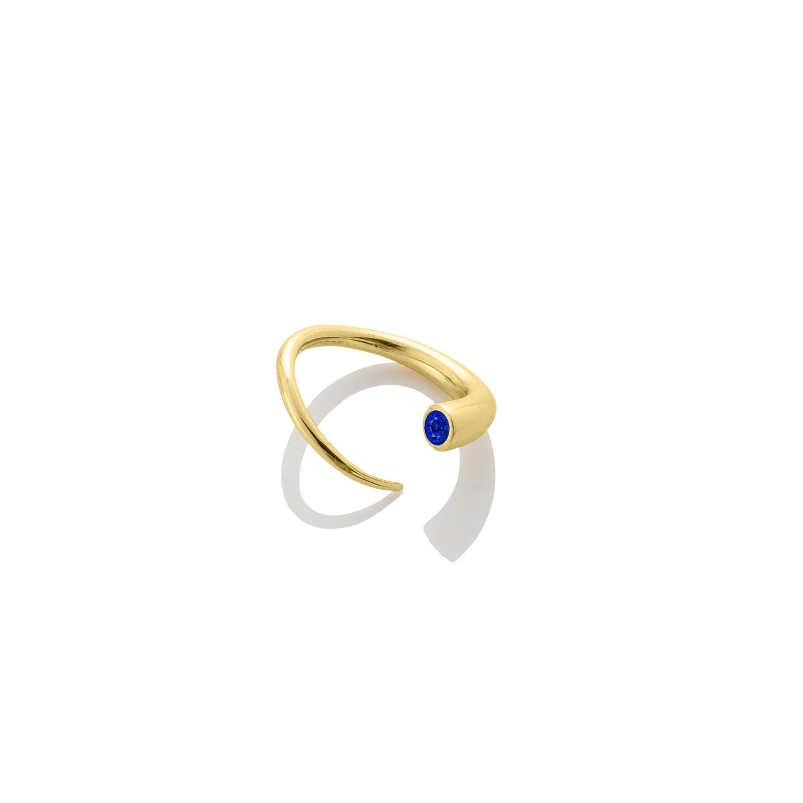 14k gold Quill Bypass Ring with sapphire
