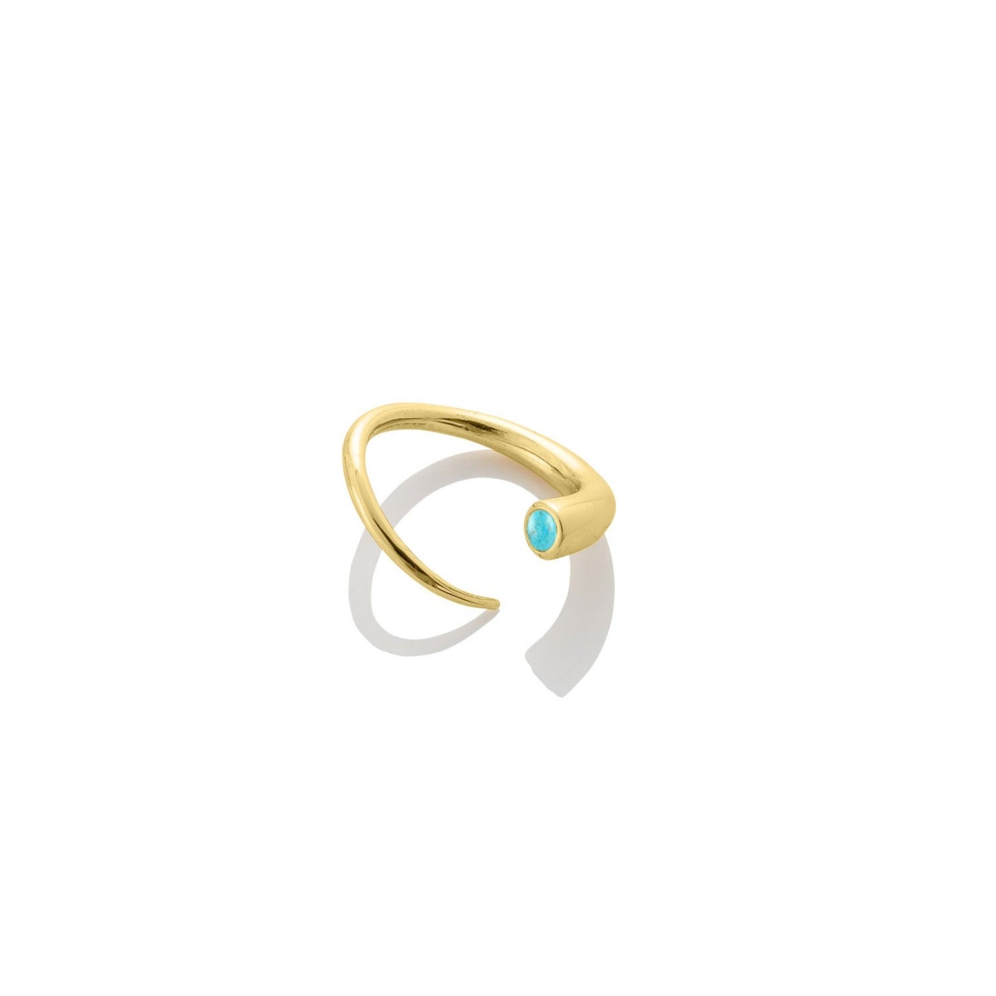 14k gold Quill Bypass Ring with turquoise