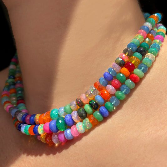 Summer Disco Faceted Opal Necklace