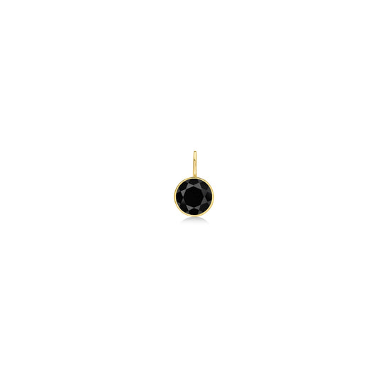 14k gold Onyx Round Solitaire Charm