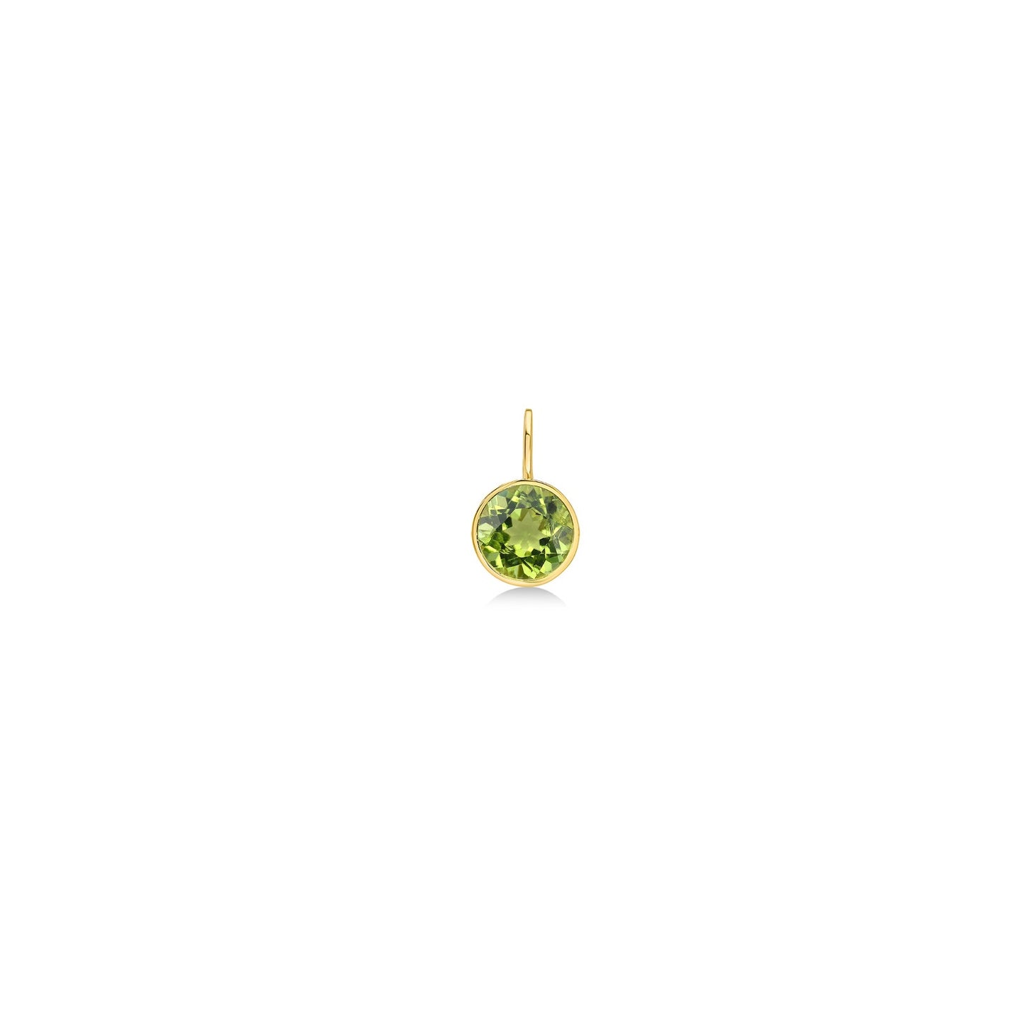 14k gold Peridot Round Solitaire Charm.