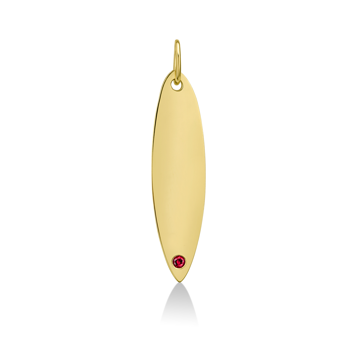 14k gold surfboard charm lock with ruby