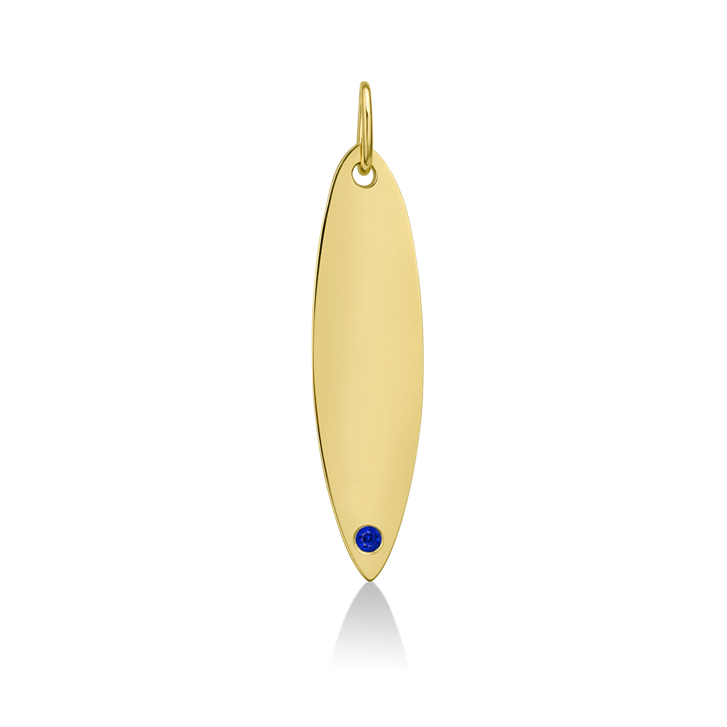 14k gold surfboard charm lock with sapphire