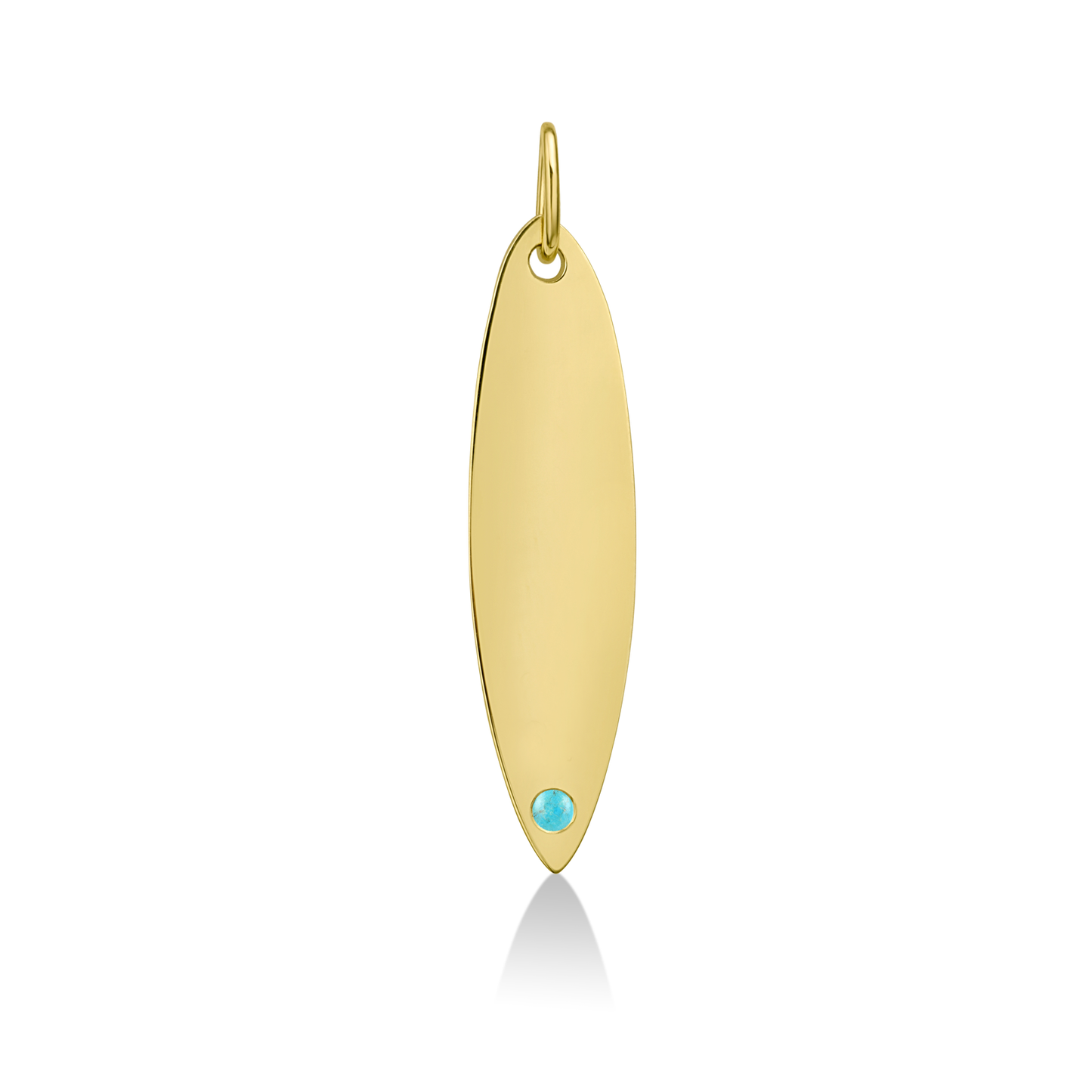 14k gold surfboard charm lock with turquoise