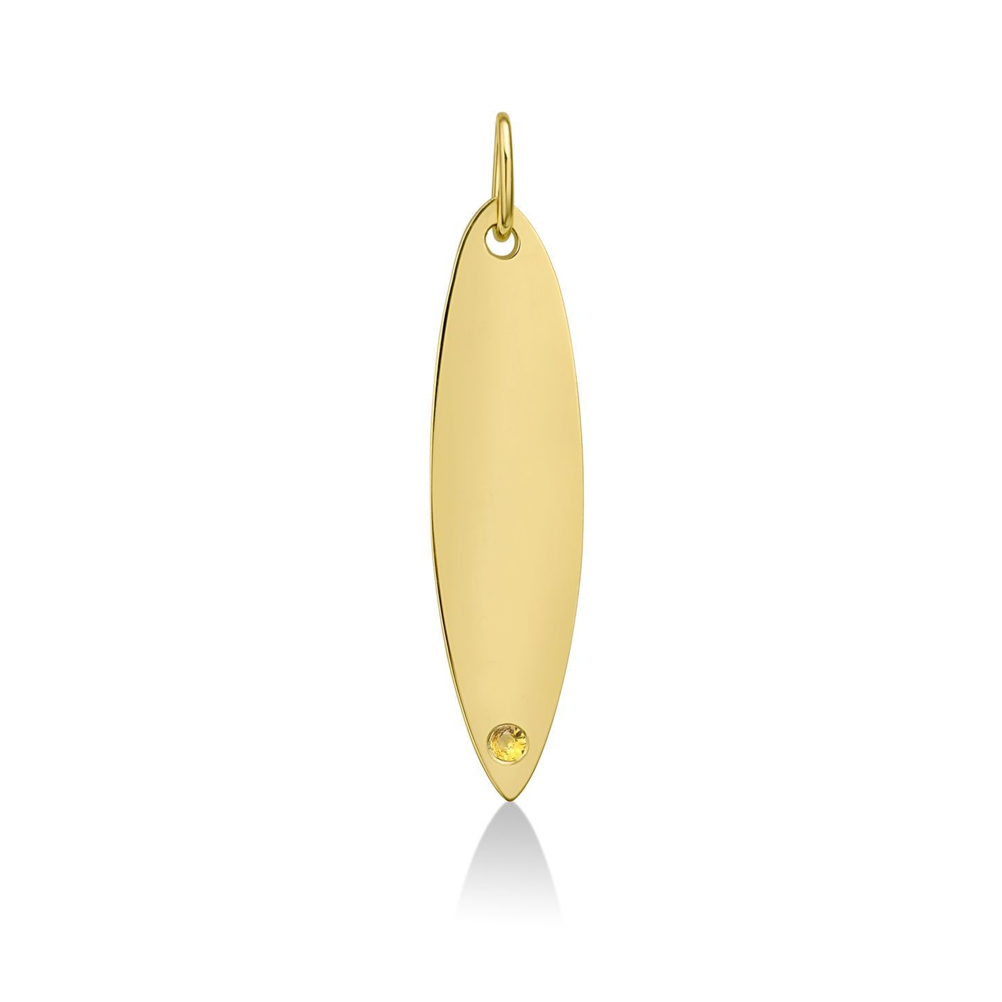 14k gold surfboard charm lock with yellow topaz