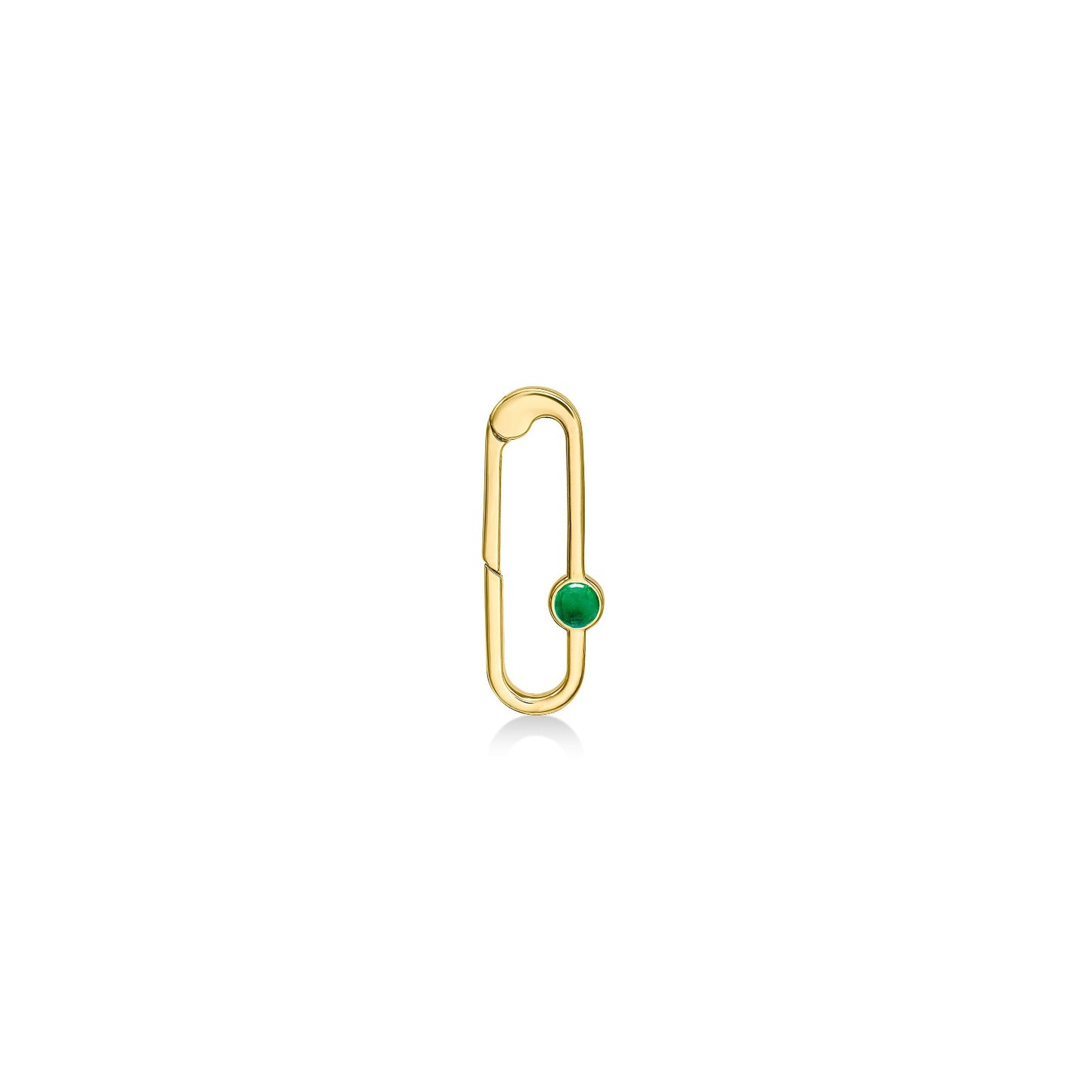 Paperclip charm lock with green onyx