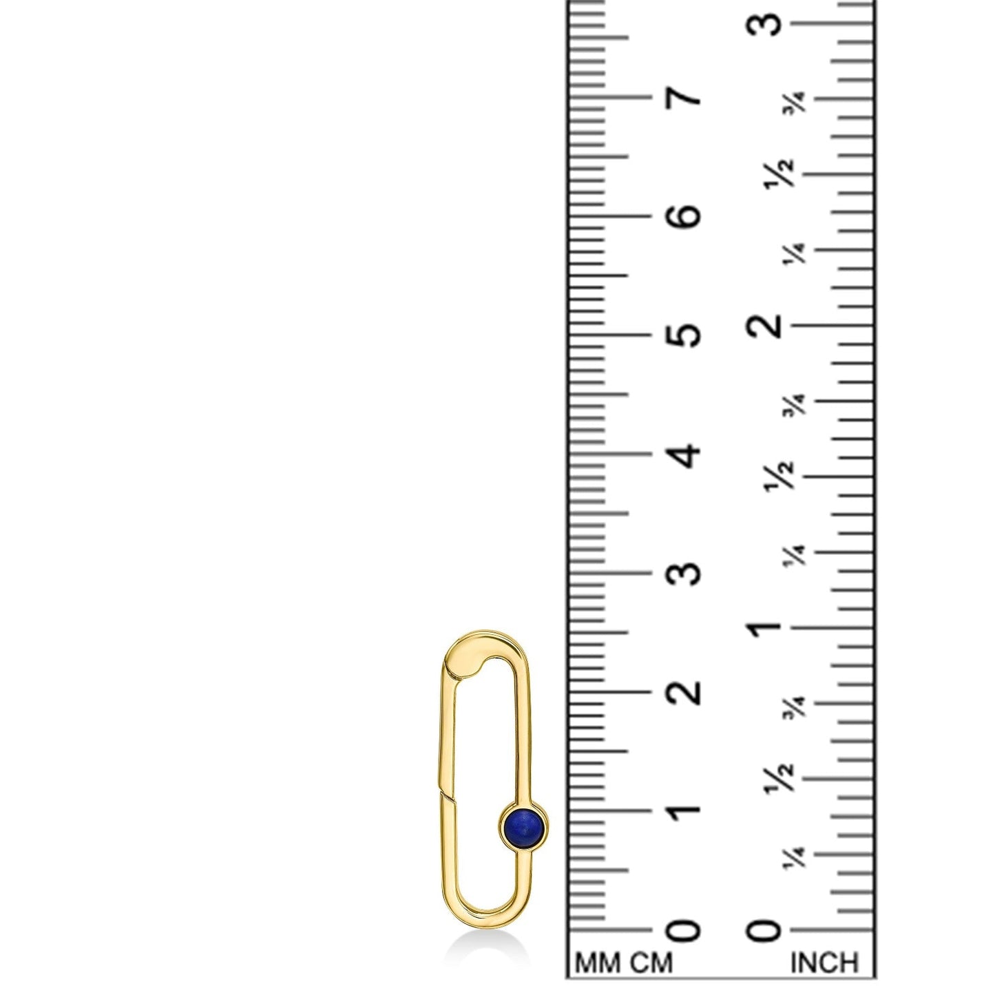 14k gold paperclip charm lock with lapis
