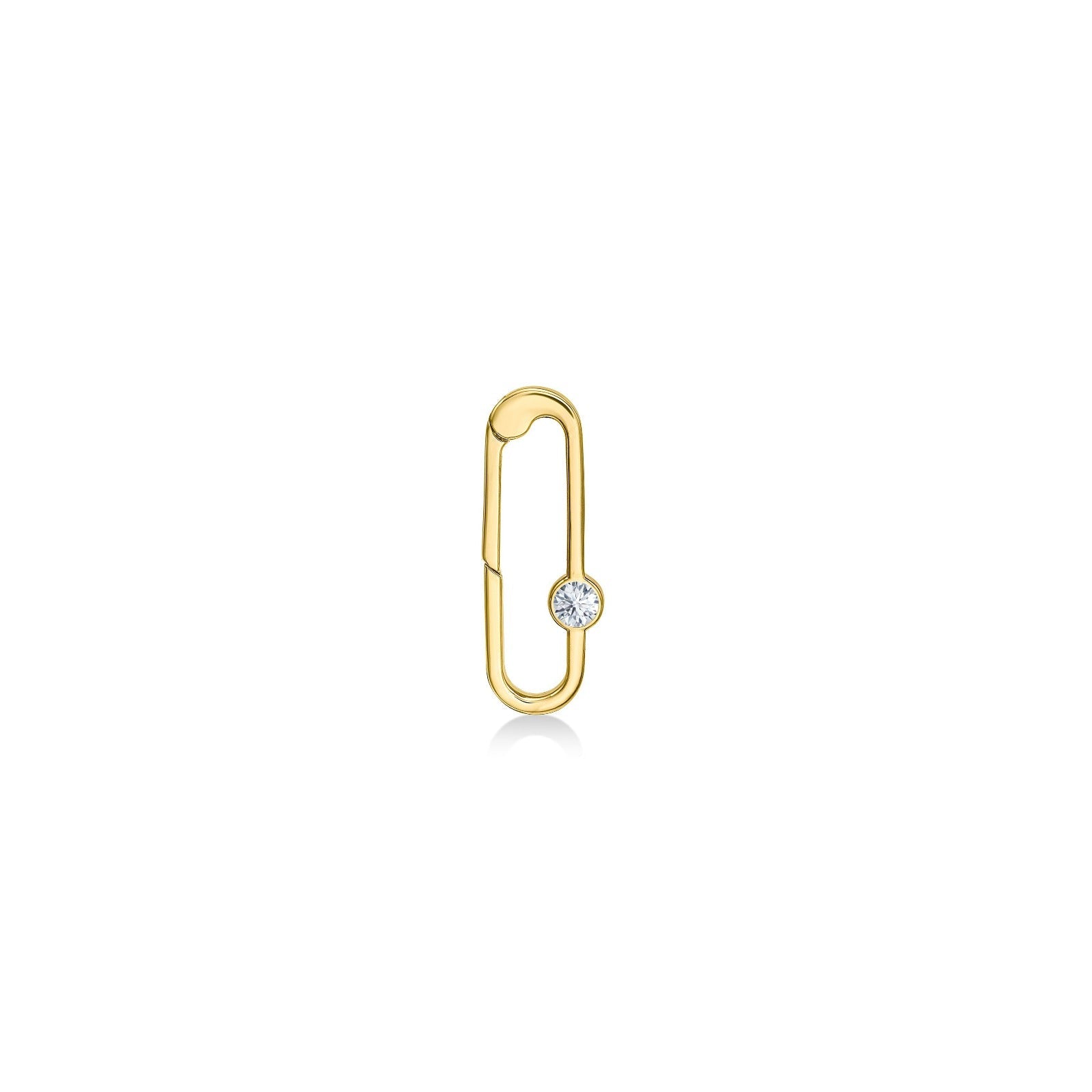 14k gold paperclip charm lock with diamond