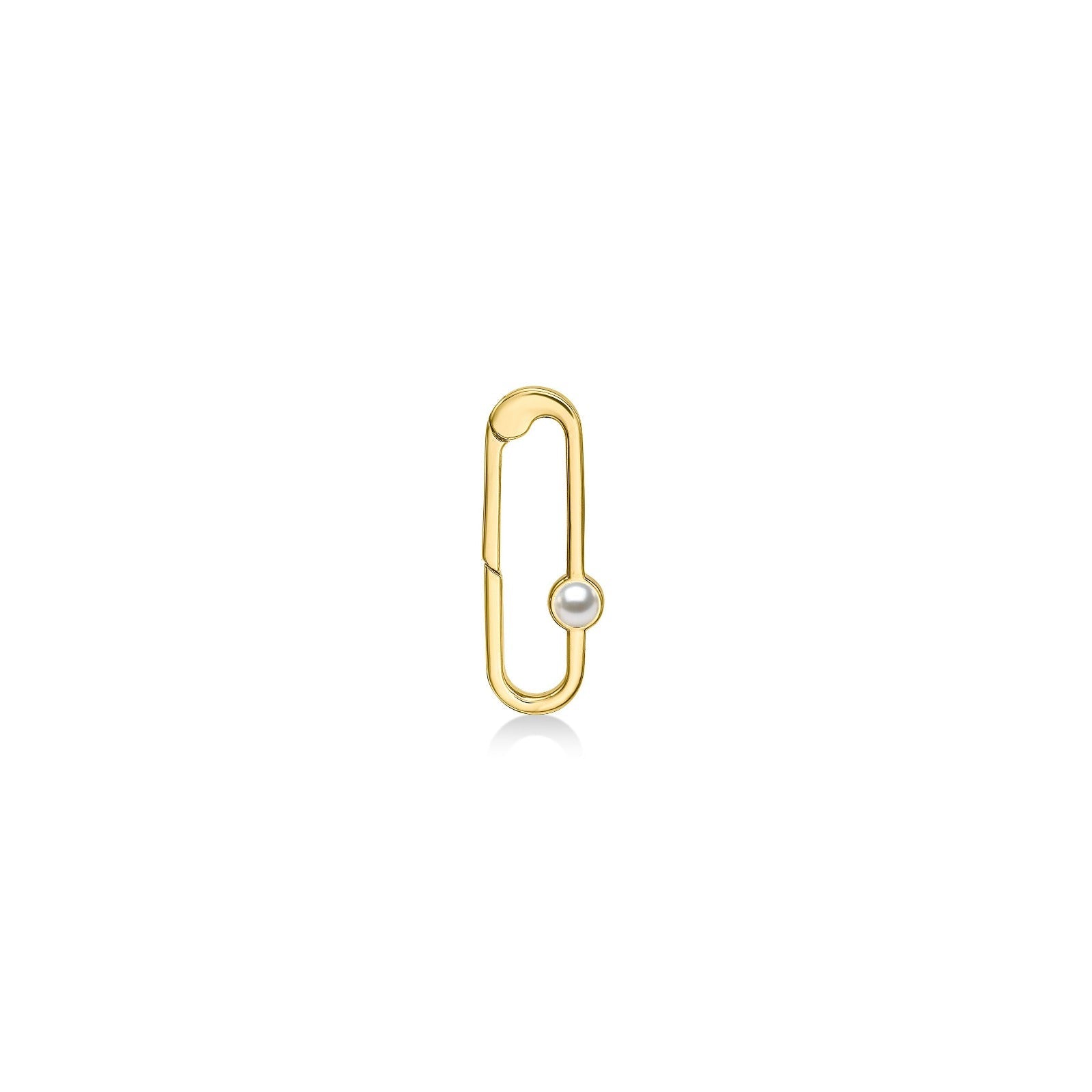 14k gold paperclip charm lock with pearl