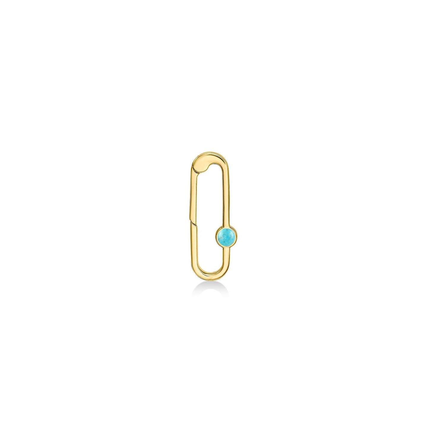 14k gold paperclip charm lock with turquoise