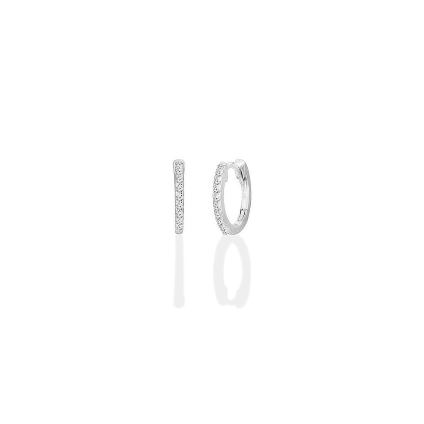 14k white gold 12mm Diamond Pavé Hoop Earrings