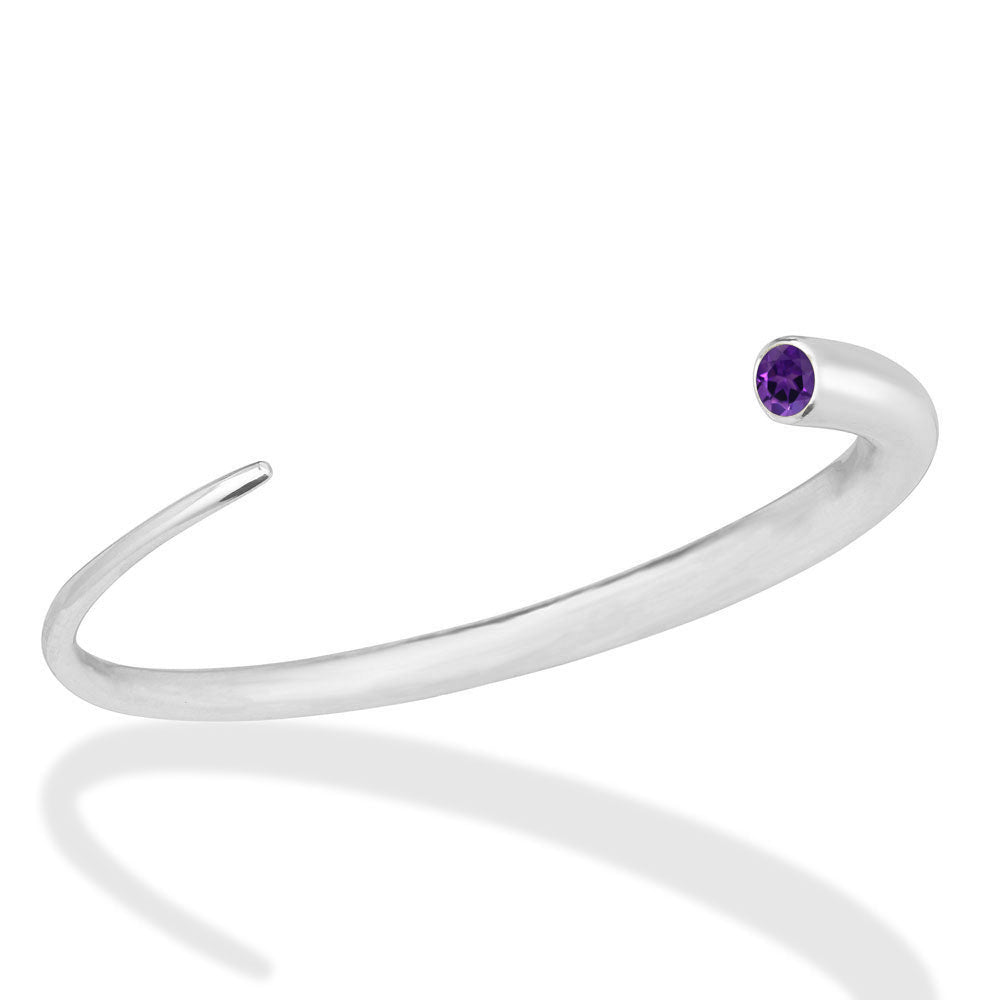 14k white gold Quill Cuff with Amethyst