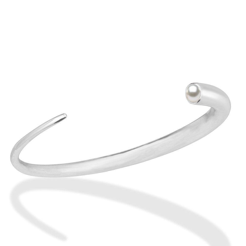 14k white gold Quill Cuff with Pearl