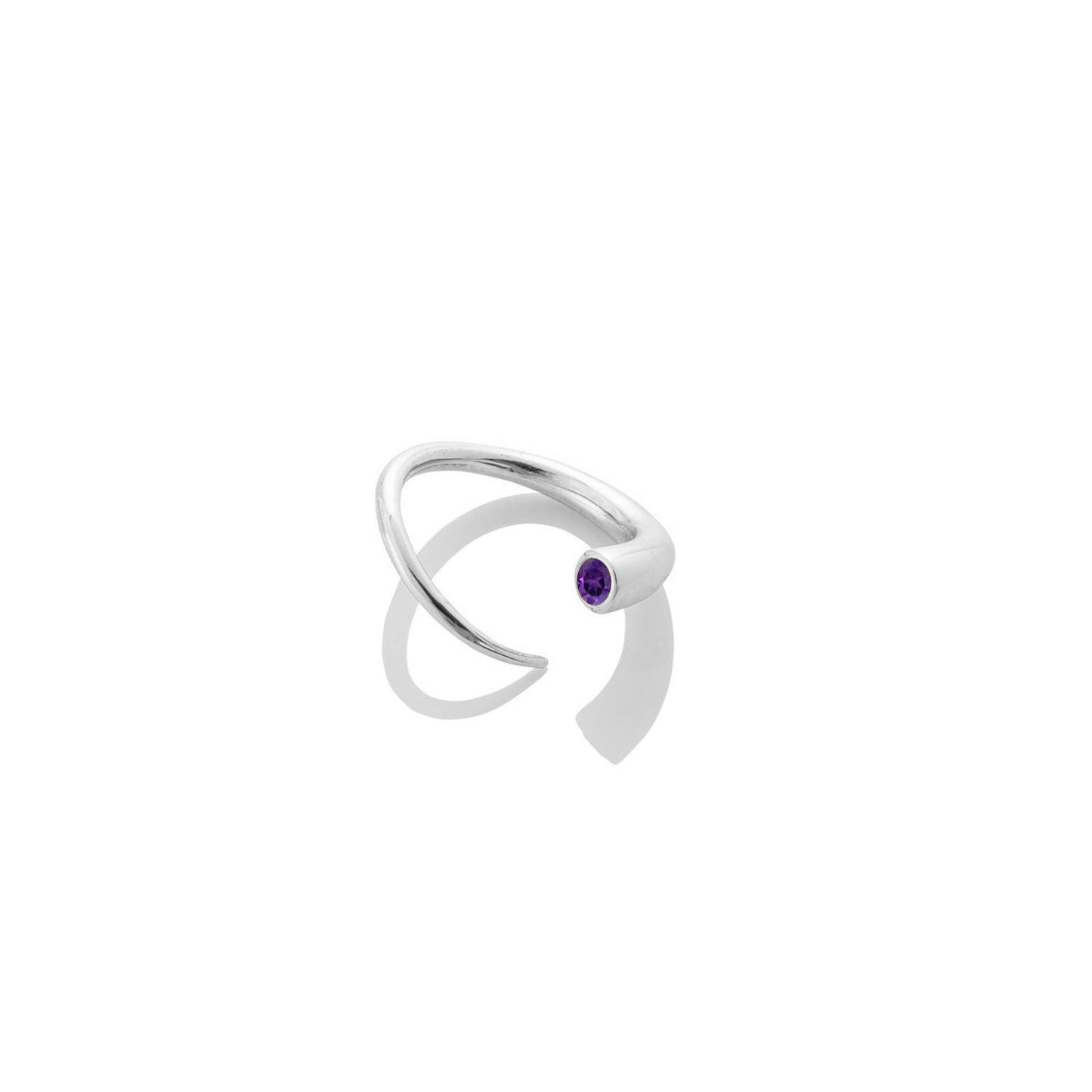 14k white gold Quill Bypass Ring with amethyst