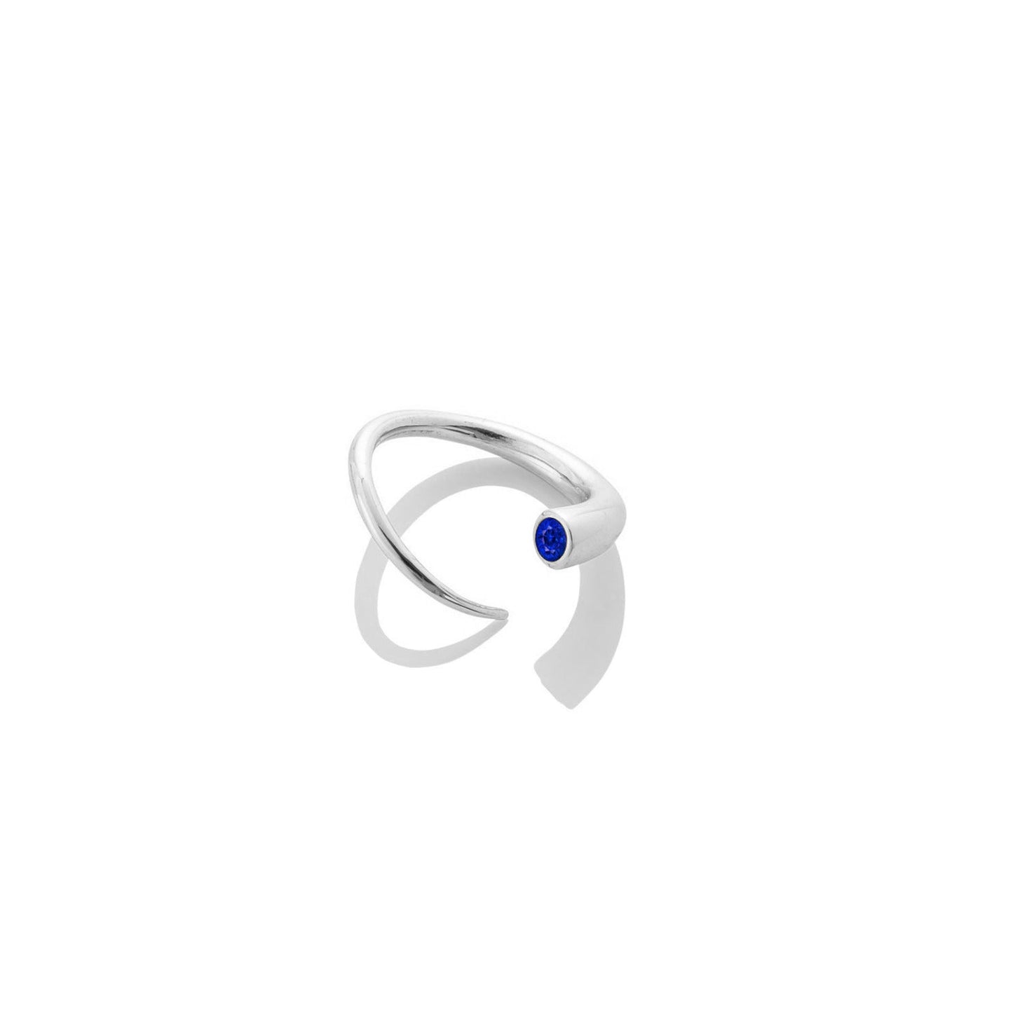 14k white gold Quill Bypass Ring with sapphire