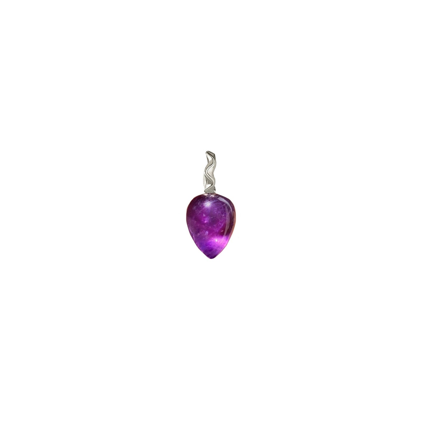 Amethyst acorn drop charm with 14k white gold bail