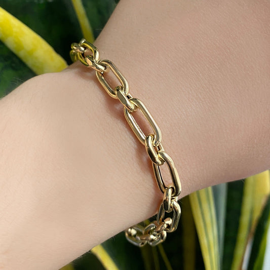 14k gold Diamond Cut Link Chain Bracelet