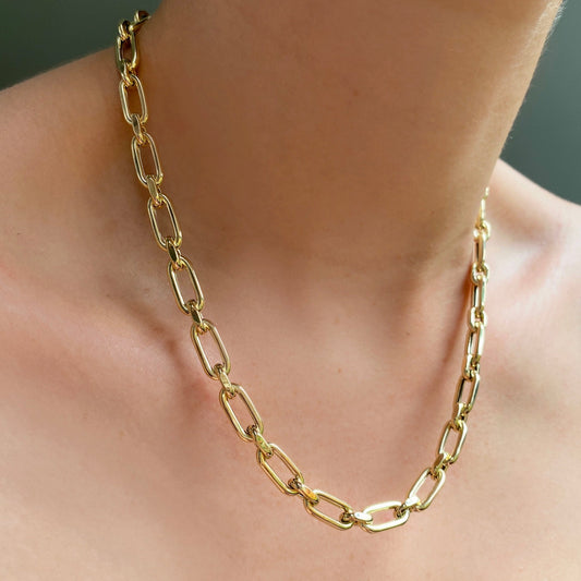 14k gold Diamond Cut Link Chain Necklace