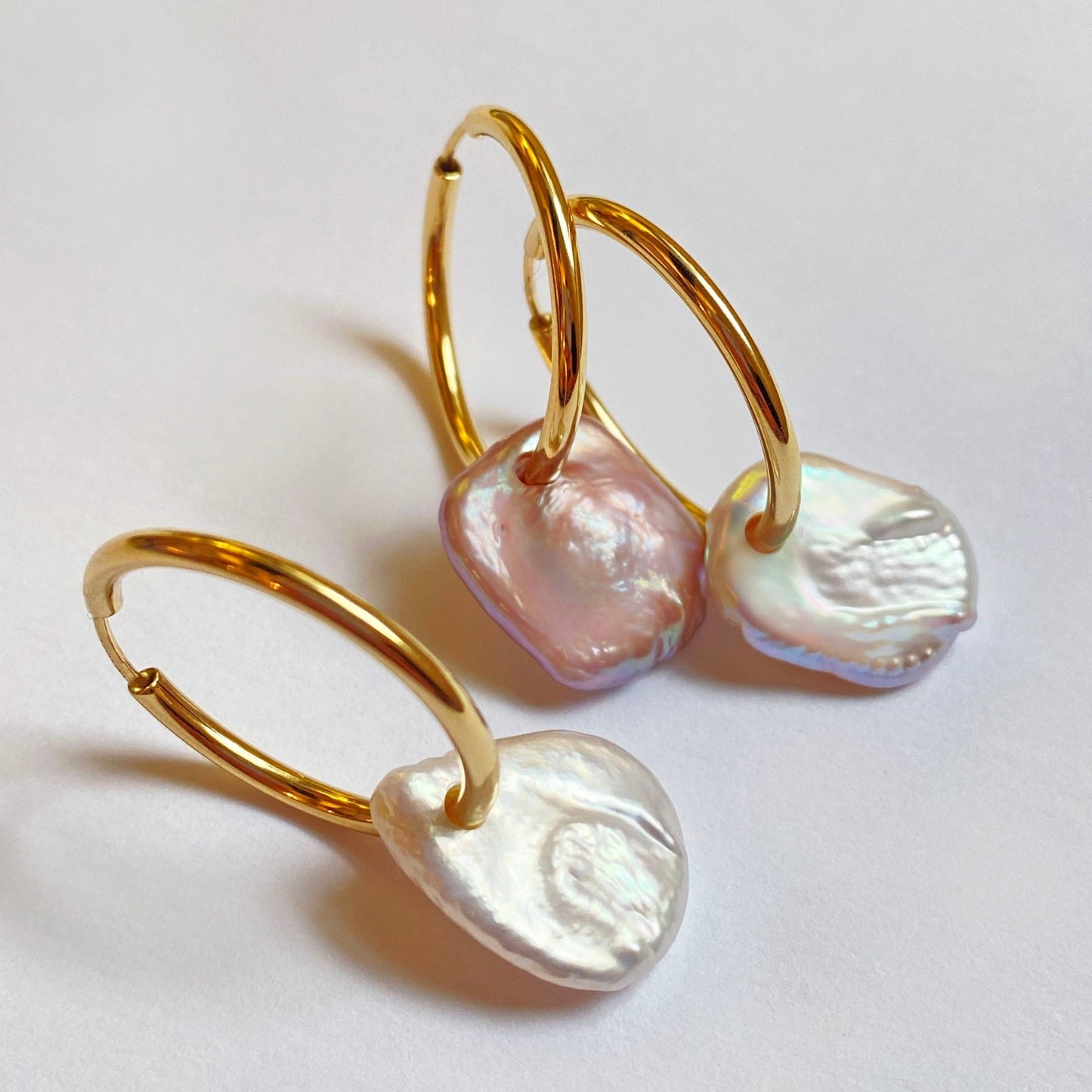 Pearl coin hoops
