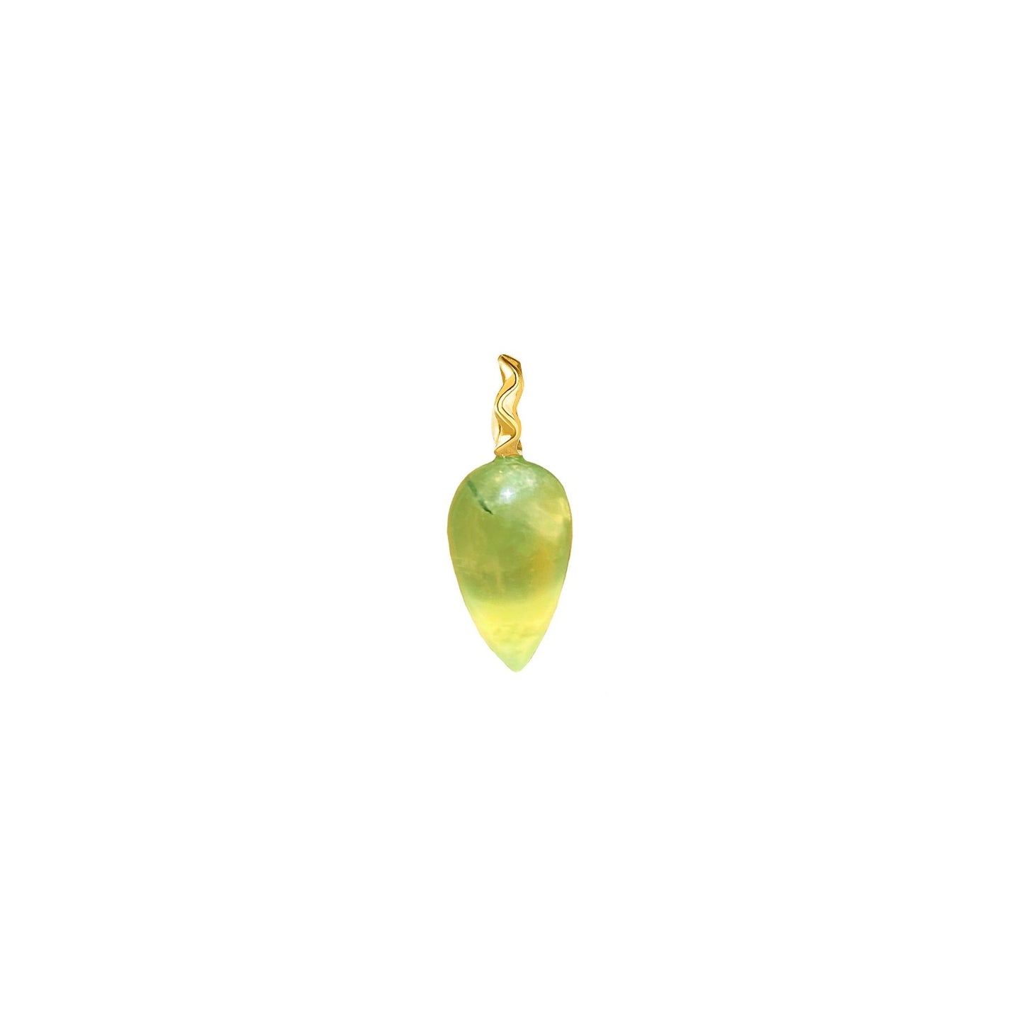 Prehnite acorn drop charm with 14k gold bail