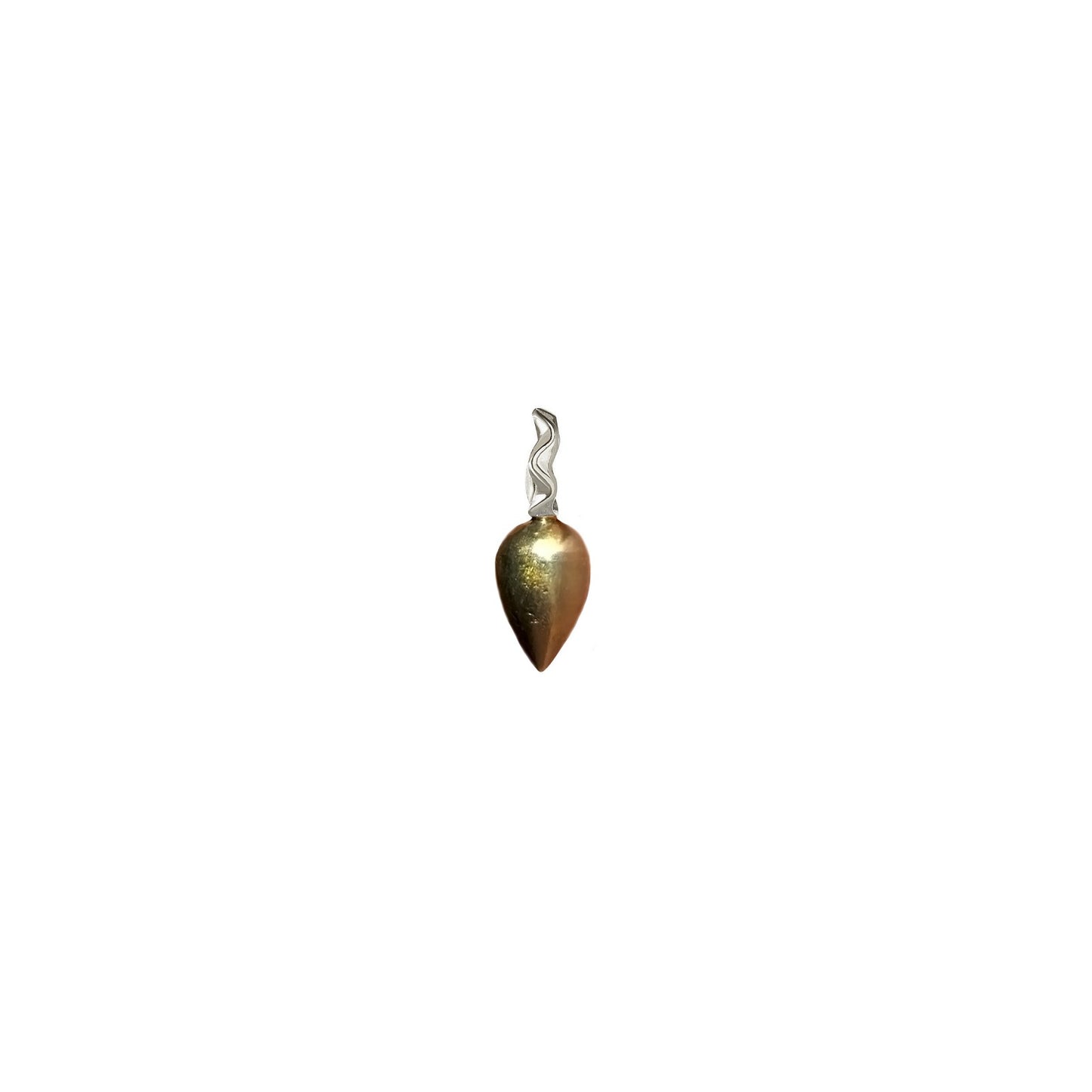 Pyrite acorn drop charm with 14k white gold bail