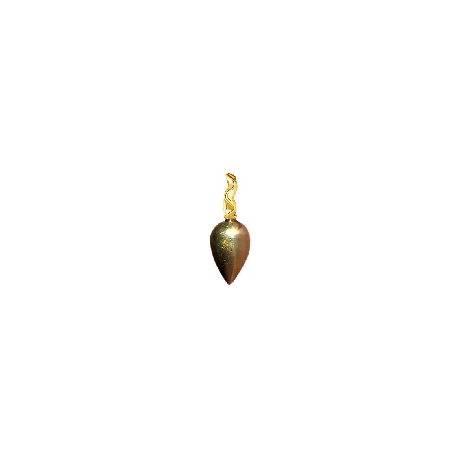 Pyrite acorn drop charm with 14k gold bail