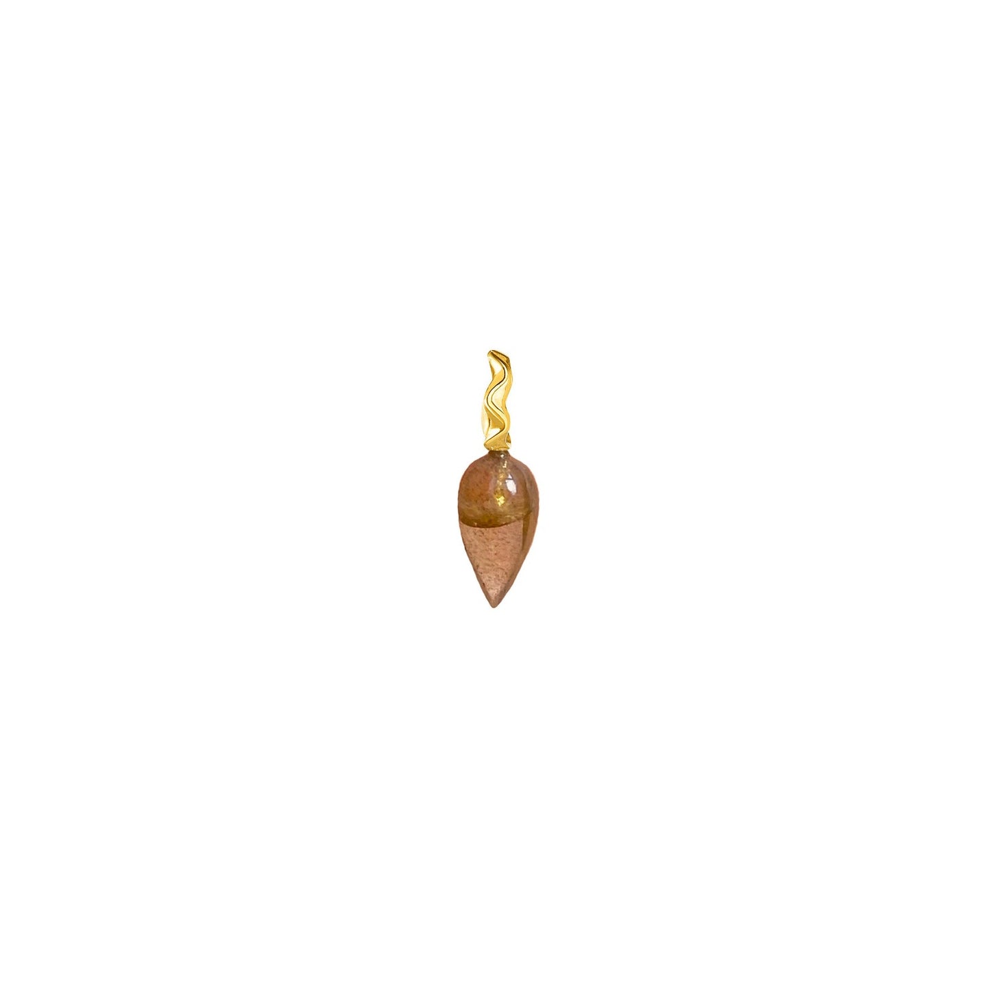 Smoky quartz acorn drop charm with 14k gold bail