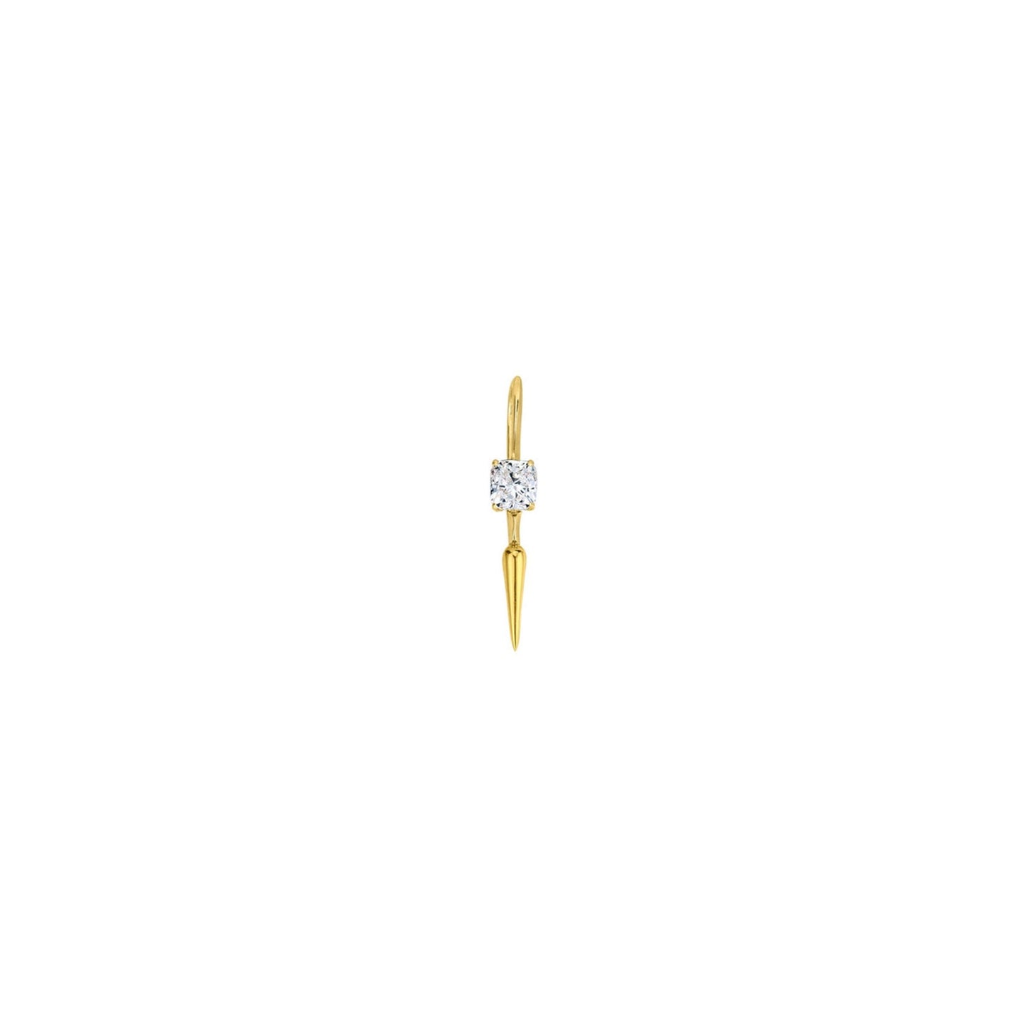 14k gold Single Diamond Drop Earring -CUSHION