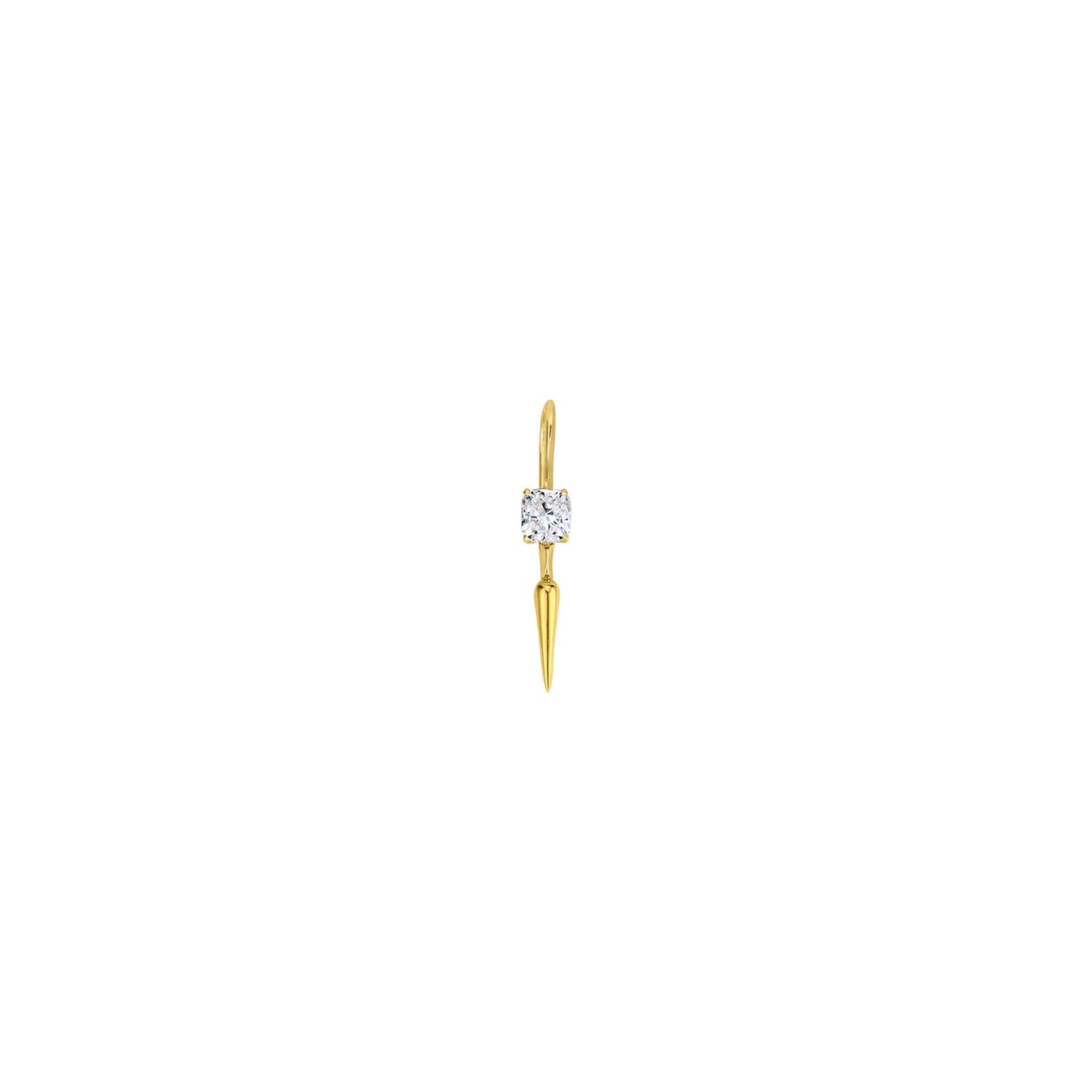 14k gold Single Diamond Drop Earring -CUSHION