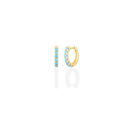 14k gold 13mm Turquoise Pavé Hoops
