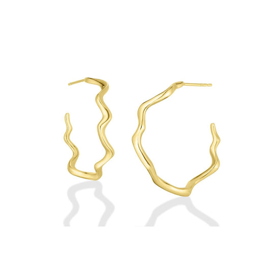 14k gold Plain Ripple Hoop Earrings