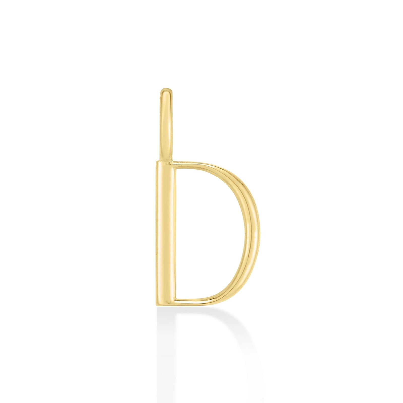 14K yellow gold D letter charm. 
