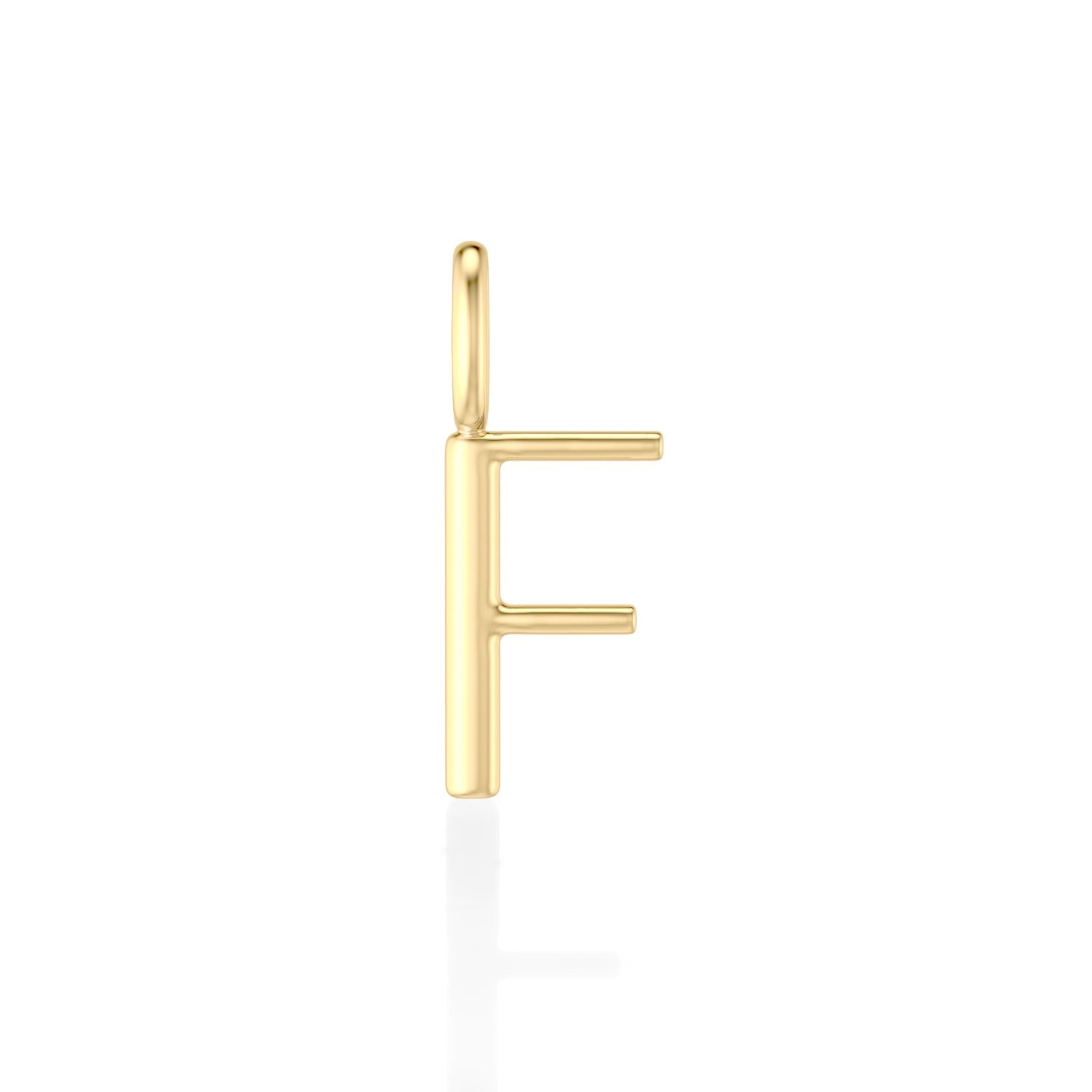 14K yellow gold F letter charm. 