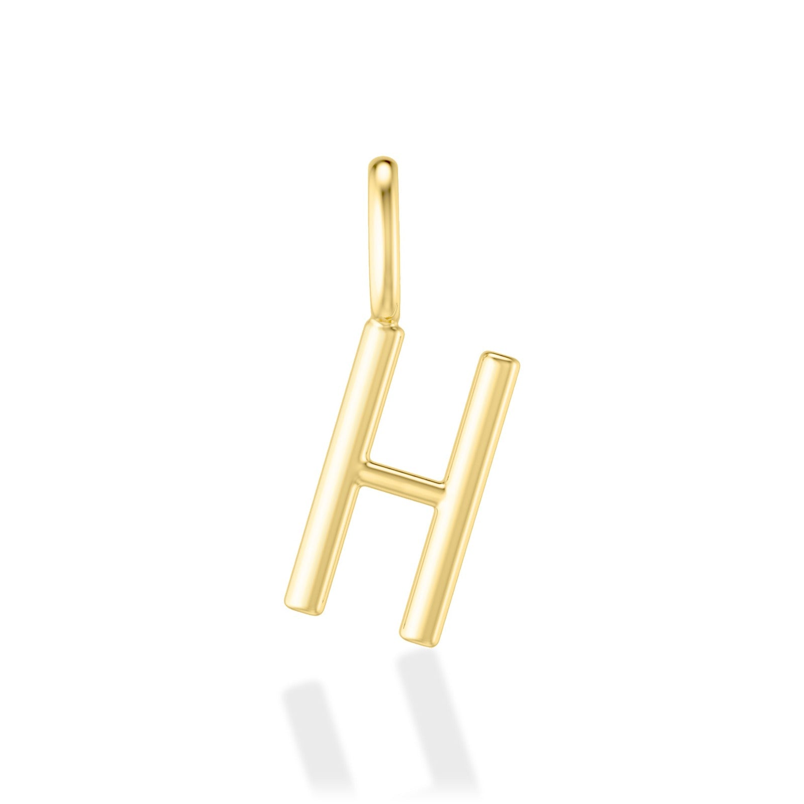 14K yellow gold H letter charm. 