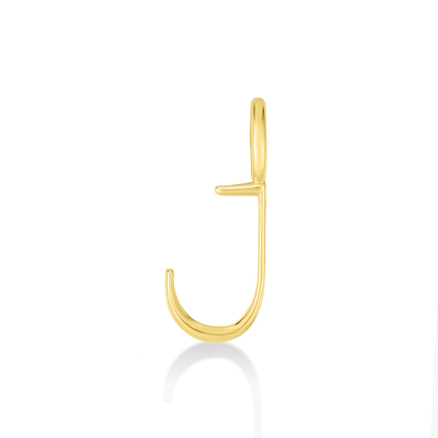 14K yellow gold J letter charm. 