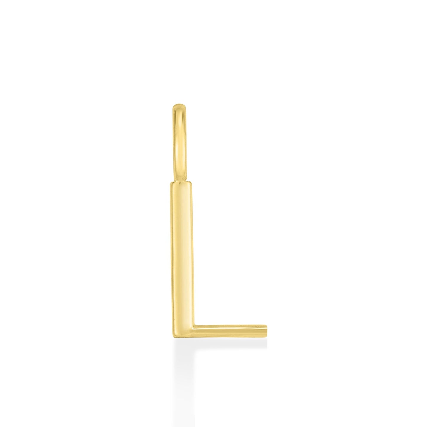 14K yellow gold L letter charm. 