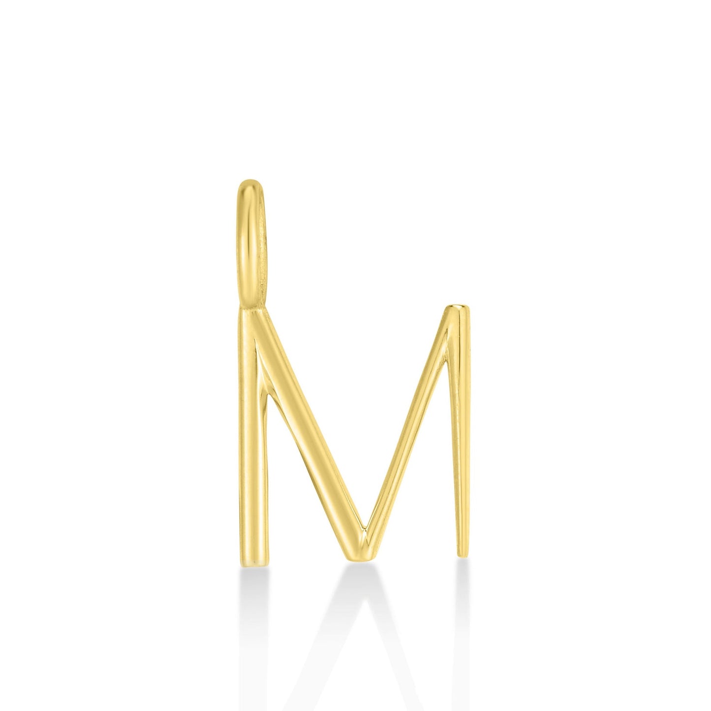 14K yellow gold M letter charm. 