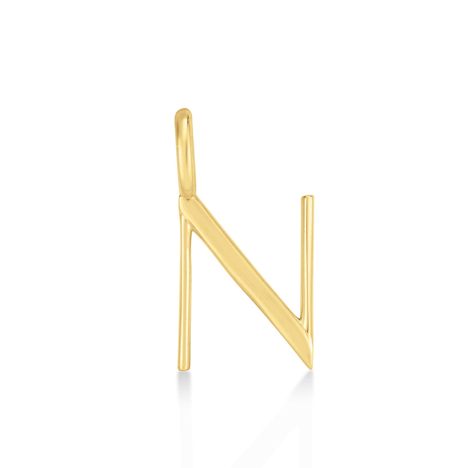 14K yellow gold N letter charm. 
