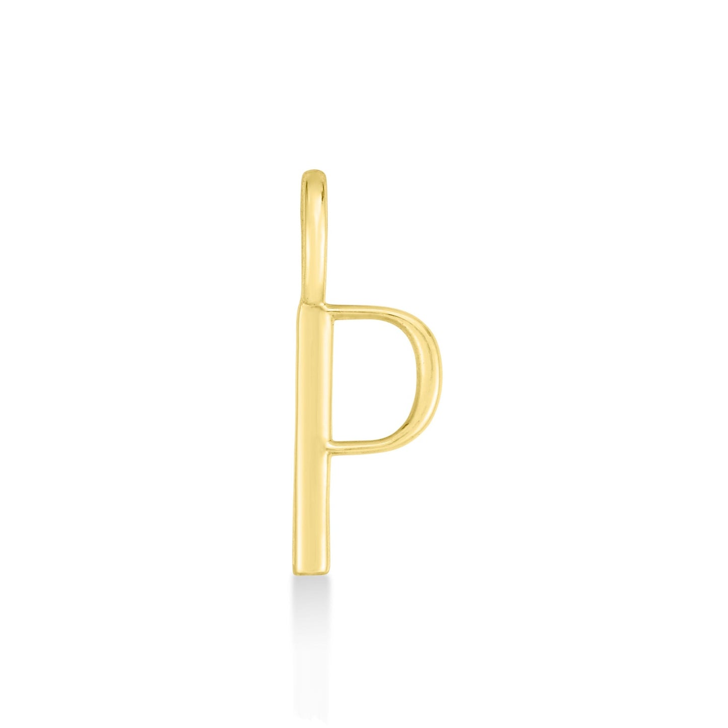 14K yellow gold P letter charm. 