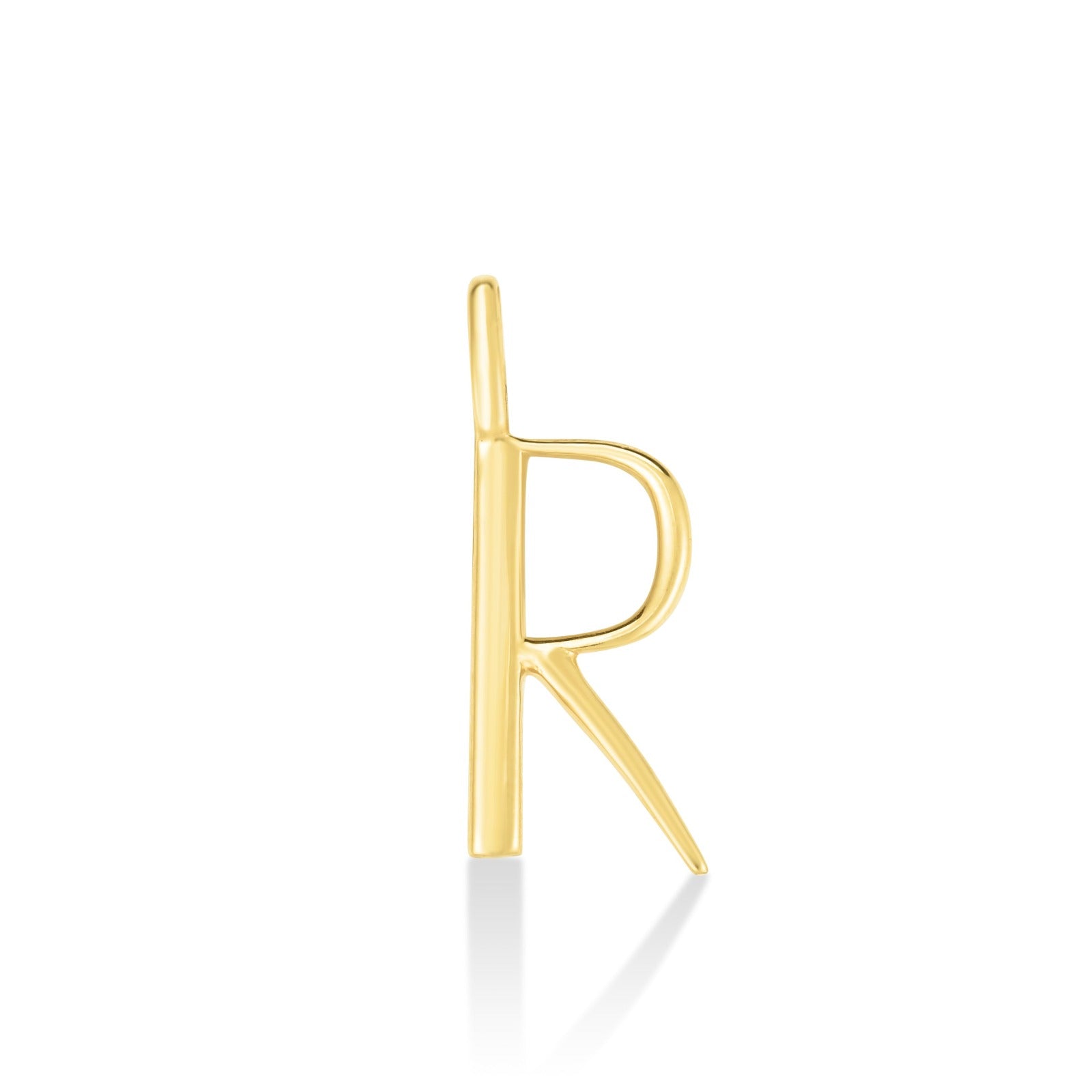 14K yellow gold R letter charm. 
